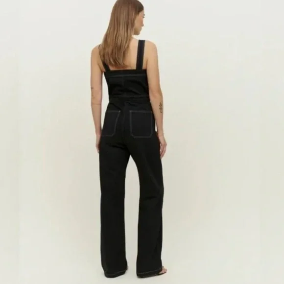 REFORMATION Ren Regenerative Cotton Denim Twill Jumpsuit In‎ Black Sz 6 - Picture 2 of 10